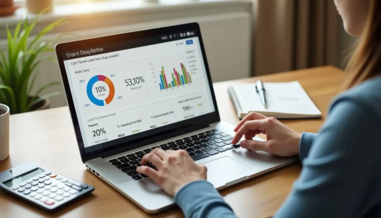 Person reviewing credit card balances and available credit to understand credit utilization.